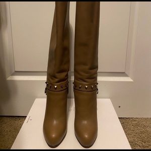 VALENTINO CALFSKIN ROCKSTUD-TALL BOOTS